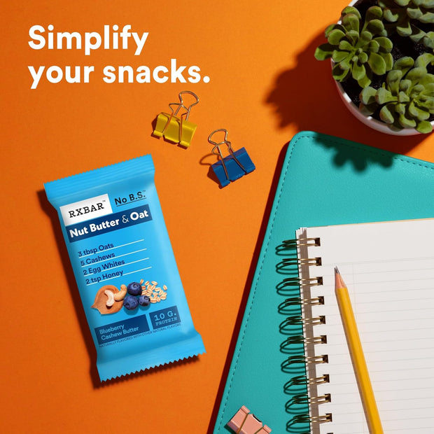 RXBAR Nut Butter and Oat Protein Bars, Protein Snacks, Snack Bars, Blueberry Cashew Butter, 23.2oz Box (12 Count)