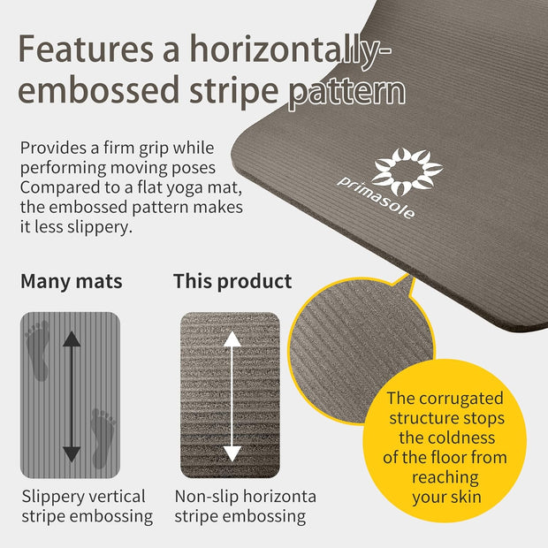 1/2-Inch Extra Thick NBR Yoga Mat with Enhanced Stability - Textured Design, Lightweight Mat with Carrying Strap & Case for Yoga, Pilates, Gym & Home Use (Multiple Colors)