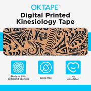 OK TAPE Hypoallergenic Digtal Printed Kinesiology Tape, Elastic Sports Athletic Tape, 2 Rolls, 2in×16.4ft Uncut Roll-DIY