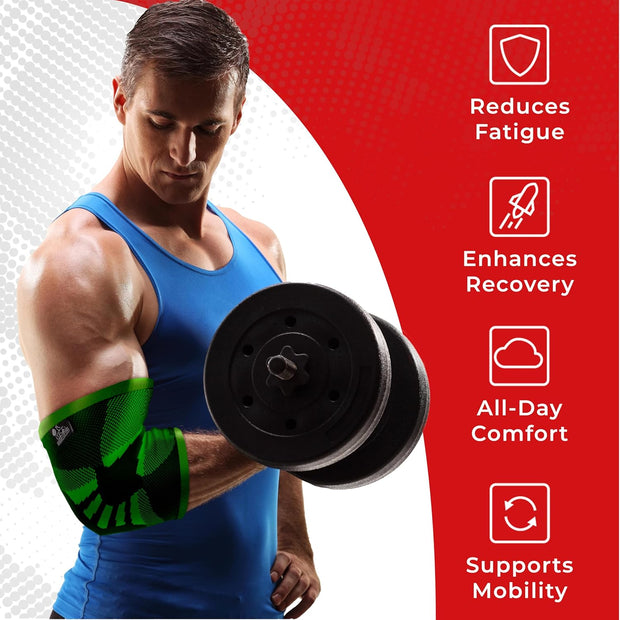 Nordic Lifting Elbow Compression Sleeves (1 Pair) – Support for Pain Relief, Tendonitis, Golfer’s & Tennis Elbow Recovery