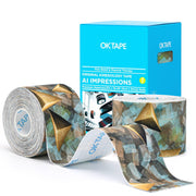 OK TAPE Patterned Kinesiology Tape, Elastic Physical Therapy Athletic Tape for Pain Relief & Muscle Support, Uncut Kinetic Tape, 2in x 16.4ft- 2 Rolls (Pyramid)