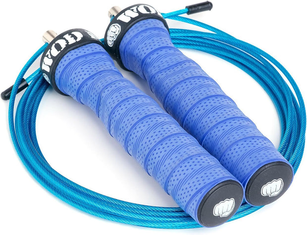 WOD Nation Attack Speed Jump Rope : Adjustable Jumping Ropes : Unique Two Cable Skipping Workout System : One Thick and One Light 11 Foot Cable : Perfect for Double Unders : Men and Women