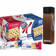 Kellogg K Pastry Crisps Variety Pack, 60 Count – Strawberry & Blueberry, 100 Calorie Snack Bars + MOOCHI Reusable Water Bottle- Custom bundled by MOOCHI