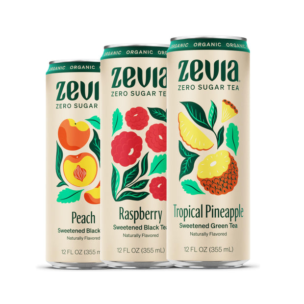 Zevia Organic Sugar Free Iced Tea, Tea Refresher Variety Pack, 12 Ounce Cans (Pack of 12)