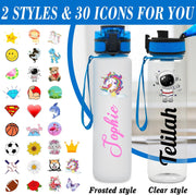 Personalized Water Bottles with Time Marker Custom 32oz Motivational Water Bottle Bpa Free Plastic Sports Water Bottle with Name for Fitness, Gym, Outdoor, Workout