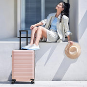 NINETYGO Carry On Luggage 22x14x9 Airline Approved, 20 Inch Luggage with Smooth Spinner Wheels, Lightweight, Hard Shell PC Suitcase Carry-On, Travel Luggage, TSA Approved (Pink, Rhine Basic)