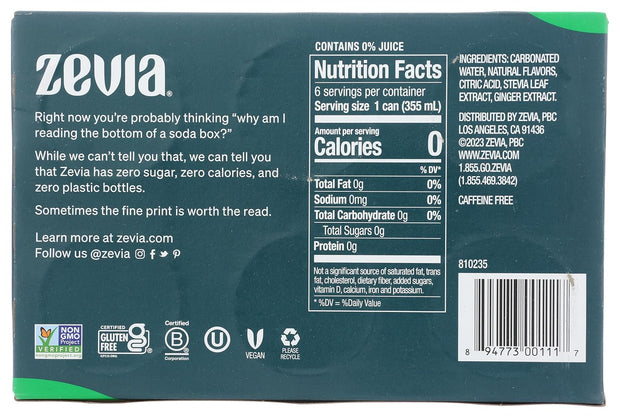 Zevia All Natural Diet Soda - Ginger Ale - 12 oz - 6 pk