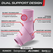 Sleeve Stars Ankle Brace for Women & Men, Ankle Wrap for Sprain, Compression Sleeve for Plantar Fasciitis Relief, Easy Customizable Support: w/ Removable Strap (Single/M:10"-12"/Black)