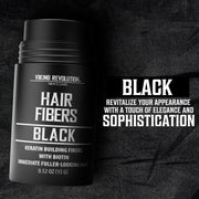 Viking Revolution Black Hair Fibers for Thinning Hair Men - Thick Fiber for Bald Spot Cover Up - Hair Building Fibers with Kerating and Biotin - Hair Fiber for Men for Thicker and Fuller Look (0.52oz)