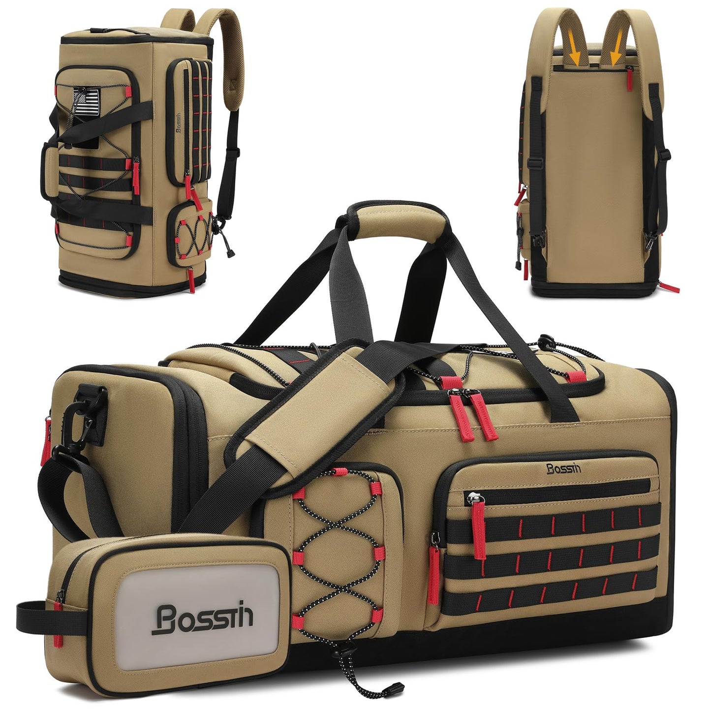 Bosstin Gym Bag for Men & Women, 45L Travel Duffle Sports Duffel Bag Gym Weekender Overnight Backpack with Shoe Compartment (Grey)