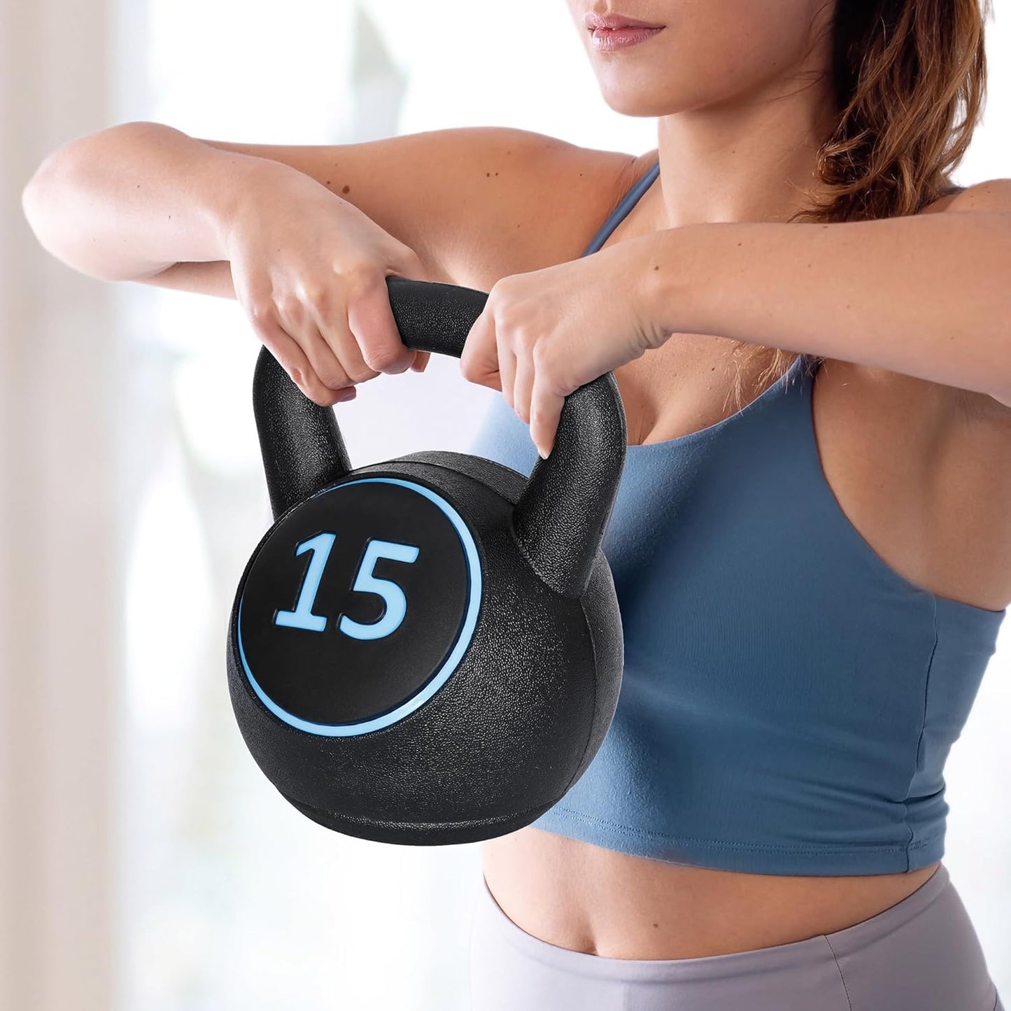 F2C Kettlebell Sets 4 Piece Strength Training KettleBells Weight Set 5lb, 10lb, 15lb, 20lb HDPE Coated Concrete Kettle bell Core Training or Women & Men for Full Body Workout & Exercise Fitness
