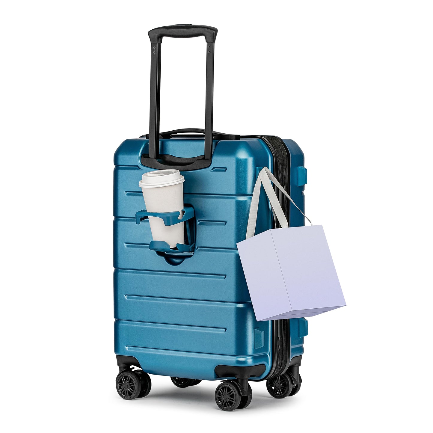 KYME Luggage Sets 2 Piece Hardshell 22"/26" Suitcase with Spinner Wheels Hardside Suitcases Sets with TSA Lock Lightweight Travel Luggage Set with Cup Holder for Women Pink