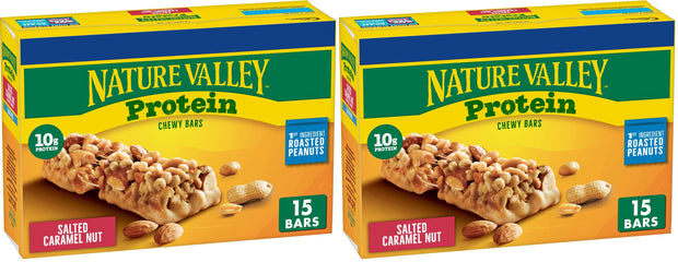 Nature Valley Breakfast Bars, Protein Granola Bars, Peanut Butter Dark Chocolate, Chewy, Gluten-Free, Individually Wrapped, On-the-Go, No Artificial Flavors or High Fructose Corn Syrup, 15-Count Box