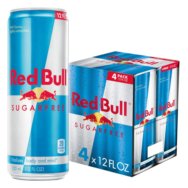 Red Bull Sugar Free Energy Drink with 80mg Caffeine plus Taurine & B Vitamins, 8.4 Fl Oz, Pack of 4 Cans