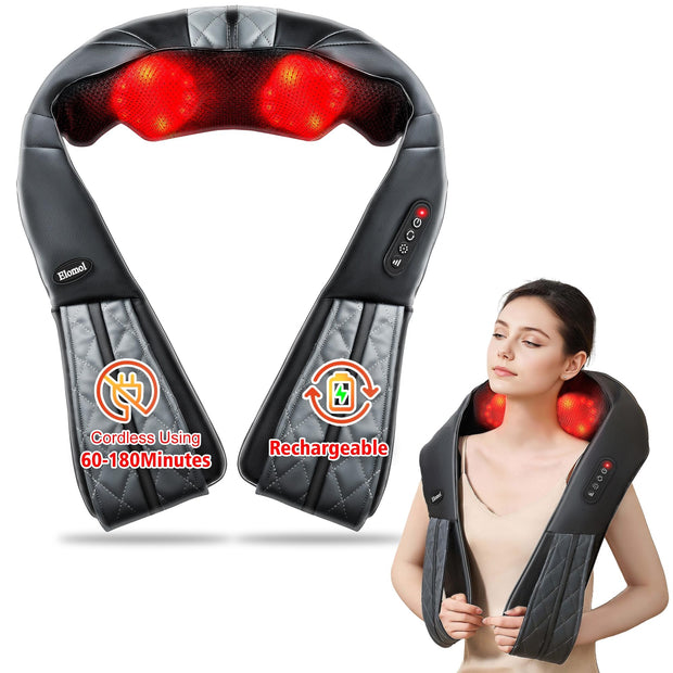 Neck Shoulder Massager with Heat - Cordless Back and Neck Massage Pain Relief Deep 5D Tissue Shiatsu Kneading Massager for Shoulder Back Leg Gifts for Mom Dad Men Women Her Him