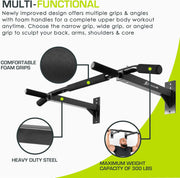 ProsourceFit Heavy Duty Doorway Mount Pull Up/Chin-Up Bar, Adjustable with Foam Grips for Home Workouts