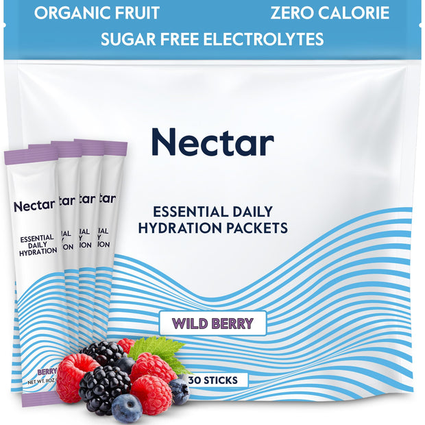 Nectar Hydration Packets - Electrolytes Powder Packets - Sugar Free & 0 Calorie - Organic Fruit Liquid Daily IV Hydrate Packets for Dehydration Relief and Rehydration (Variety 30 Pack)
