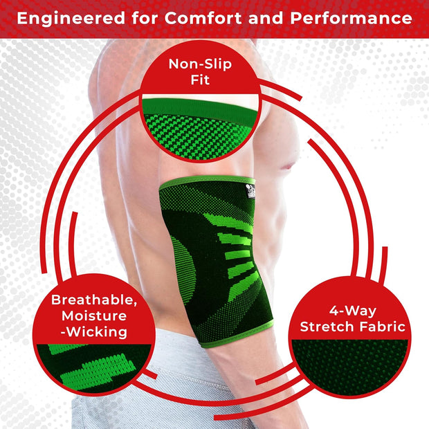 Nordic Lifting Elbow Compression Sleeves (1 Pair) – Support for Pain Relief, Tendonitis, Golfer’s & Tennis Elbow Recovery