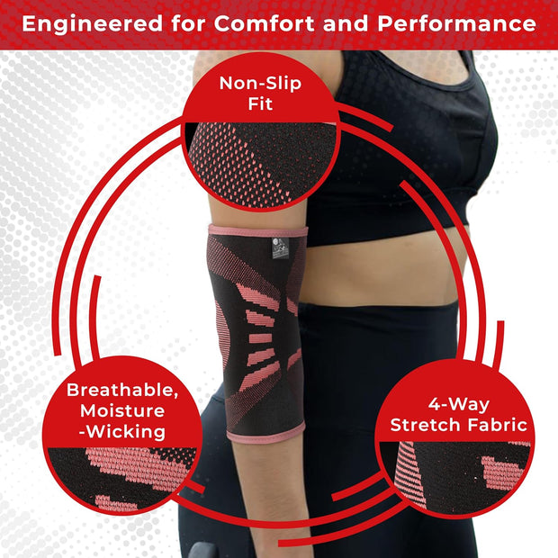 Nordic Lifting Elbow Compression Sleeves (1 Pair) – Support for Pain Relief, Tendonitis, Golfer’s & Tennis Elbow Recovery