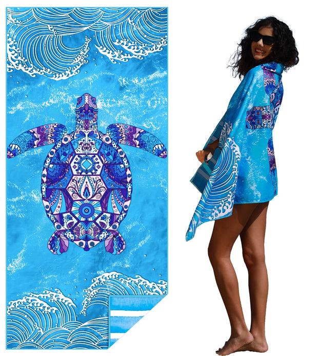 Microfiber Thin Lightweight Beach Towel Sand Free Quick Dry Absorbent Compact Towels for Swimming Pool Camping Beach Accessories Large Easy Pack Travel Things for Vacation Essentials Adult Gift