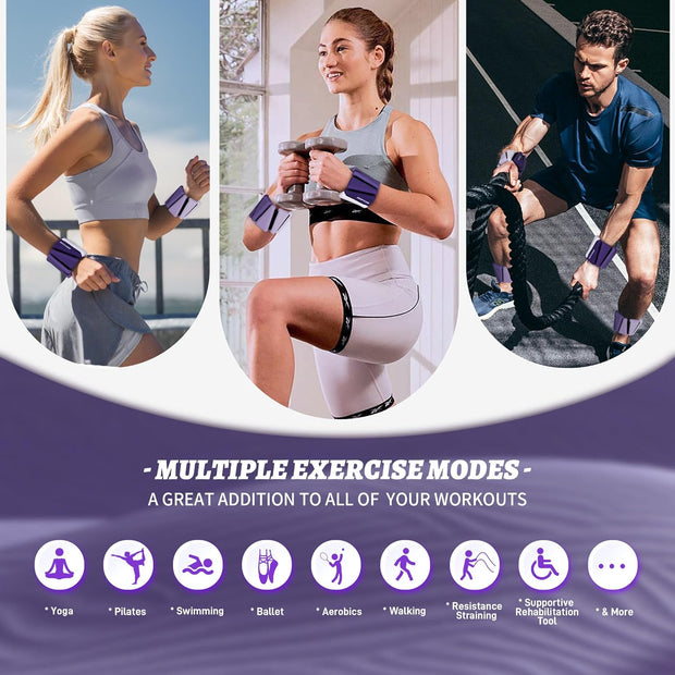 Wrist Weights for Women At Home Ankle Weights Set of 2 (1 lb /2 Lbs Each) Adjustable Weighted Wristbands Arm Leg Weights for Women Men Suitable for Walking Swimming Running Pilates Yoga Gym