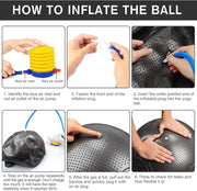 Yoga Ball, 18-30 Inch Extra Thick Exercise Ball for Workout Fitness Balance, Anti Burst Chair for Home and Office Desk, Includes Hand Pump & Workout Guide Access