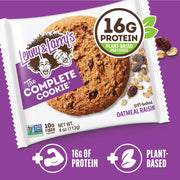 Lenny & Larry's The Complete Cookie, Oatmeal Raisin, 16g Plant Protein, Vegan, Non-GMO, 4 Ounce (Pack of 12)