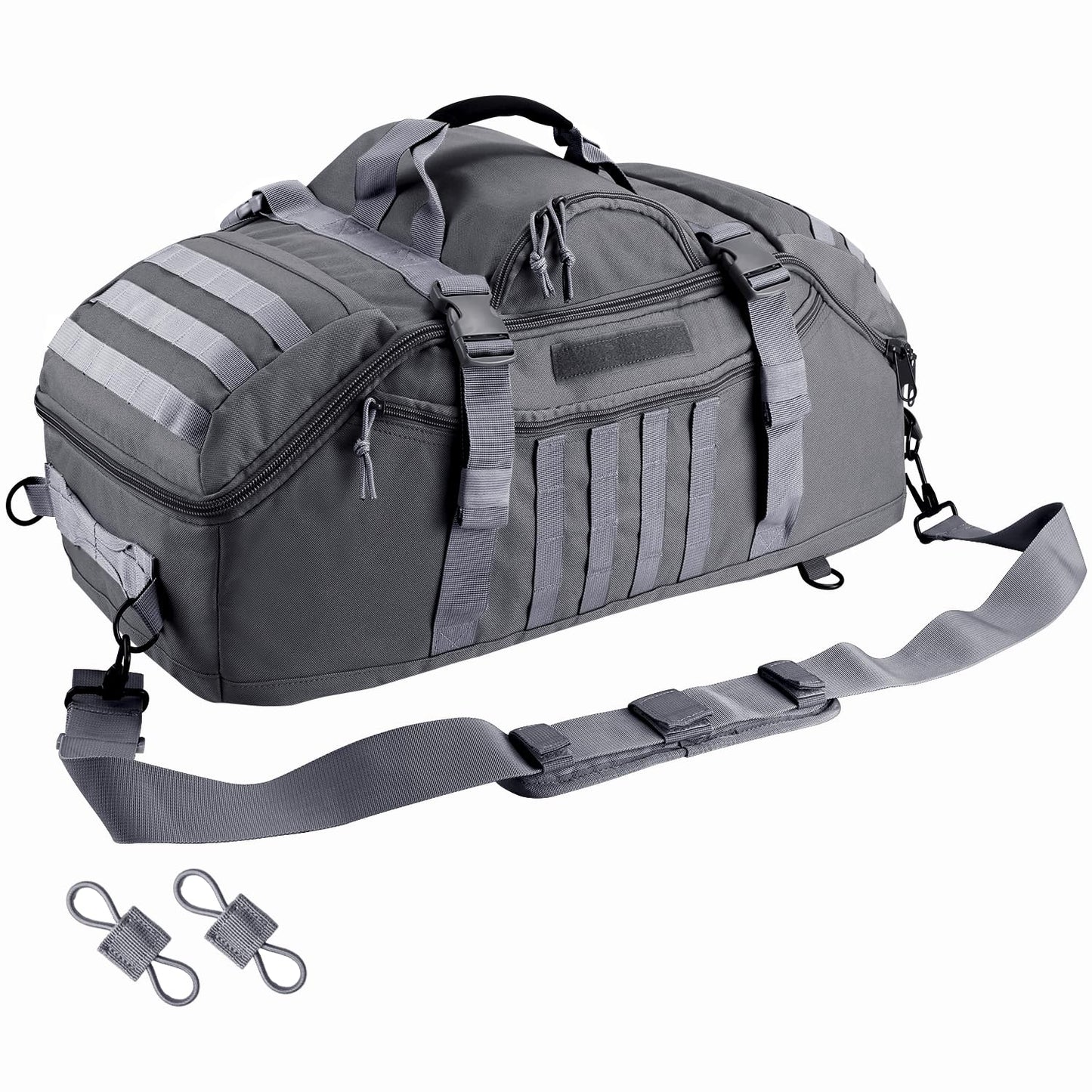 65L Large Duffle Bag, 3-in-1 Tactical Backpack MOLLE Pack for Sports, Gym, Outdoor, Black