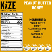 KiZE Energy Bars - Peanut Butter Honey - Gluten Free, Dairy Free, Non-GMO, and High Protein Meal Replacement Energy Bars, Clean and Simple Food Ingredients - 7g High Protein Snacks, (10 Count)