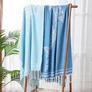 Tranqun 2pcs Oversized Beach Towel Blanket Turkish Giant Sandproof Towel XXL 66 x 71 Spacious Microfiber Lightweight Sand Towels Picnic Park Summer Travel Camping for Adult(Whale,Blue)