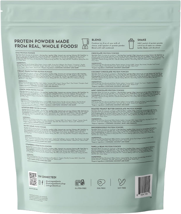 Protein Powder Made with 100% Grass Fed, Non Denatured Whey | Four Different Protein Sources from Organic Whole Food Ingredients | 12 Servings | 22g Protein (12 Servings, Sample Variety Pack)