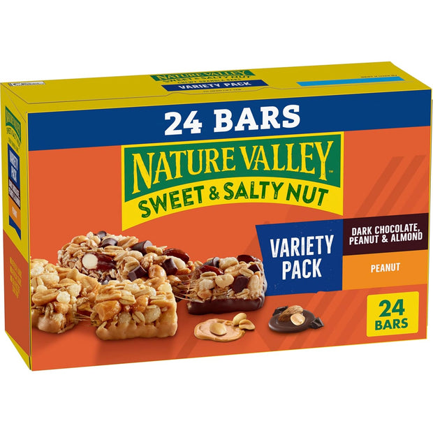 Nature Valley Sweet and Salty Nut Granola Bars, Variety Pack, 24 Bars, 28.8 oz