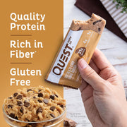 Quest Nutrition Chocolate Chip Dough Cookie Protein Bars, 21g Protein, 1g Sugar, 4g Net Carb, High Fiber, Gluten Free, Keto Friendy, 12 Count
