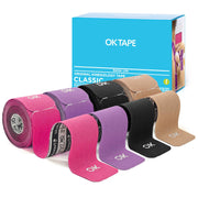 OK TAPE 4 Rolls Kinesiology Tape Precut, Cotton Elastic Athletic Tape Latex Free,20 Strips per Roll 2in x 16ft,Muscle Support,Mixcolor