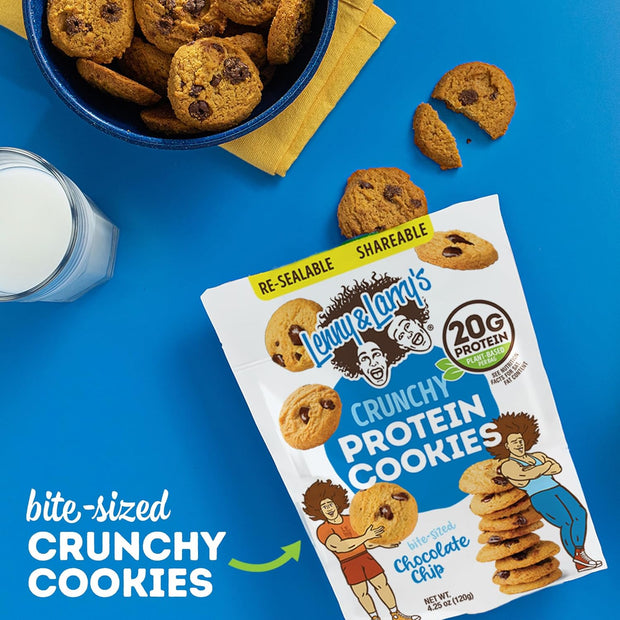 Lenny & Larry's The Complete Crunchy Cookie, Chocolate Chip, 6g Plant Protein, Vegan, Non-GMO, 1.25 Ounce Pouch (Pack of 12)