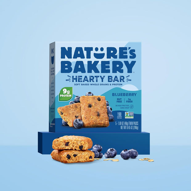 Nature’s Bakery Hearty Bars Blueberry, Whole Grains, Dairy-Free, Snack Bar, 30 Count