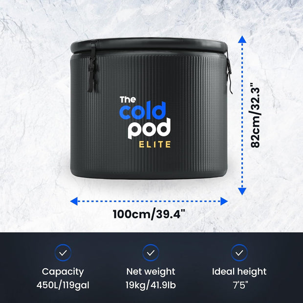 The Cold Pod Insulated Cold Plunge Tub Bundle - 85Gal Ice Bath Round Tubs with Energy Saving Multi-Layer Cover - Chiller Compatible&Silver Reflective