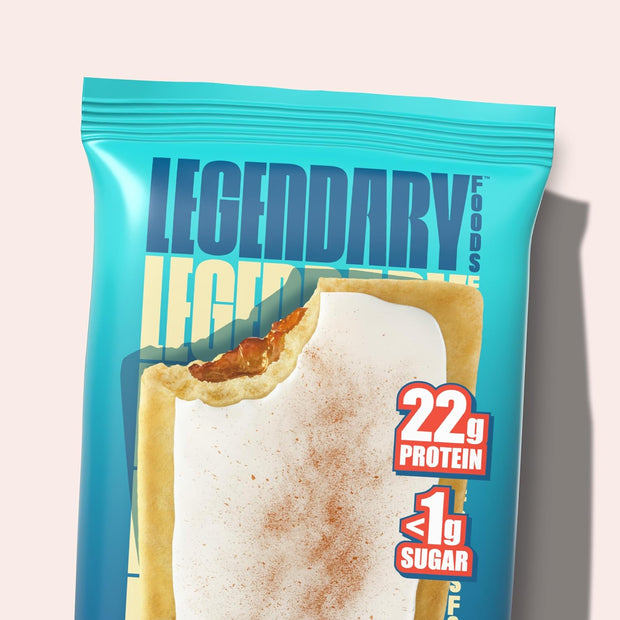 Legendary Foods 22g Protein Pastry - 0g Added Sugar, Low Carb and Gluten Free Keto Snack, Diabetic Friendly High Nutrient Alternative – 8x Frosted Cinnamon Bars