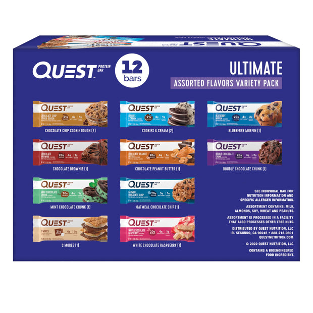 Quest Nutrition Protein Bars, Strawberry Shortcake, 20g Protein, 2g Sugar, 3g Net Carbs, 10g Fiber, Gluten Free, 12 Count
