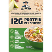 Quaker Protein Instant Oatmeal, Apple Cinnamon, 12g Protein per Serving, Whole Grains, No Artificial Flavors, No Added Colors, 2.11 oz Packets, (6 Pack)
