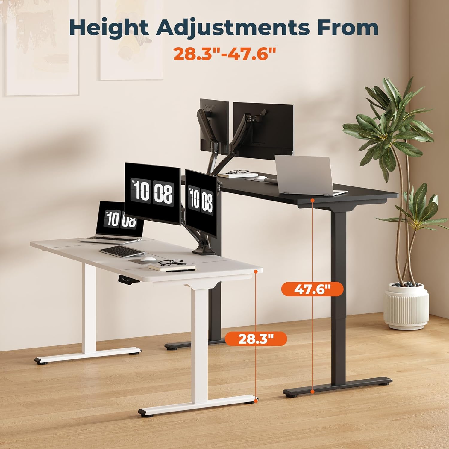 Dual Motor Standing Desk, Large Stand Up Desk, 71x31 Inches Electric Sit Stand Desk, 4 Memory Preset Adjustable Height Desk Home Office Desks(Black)