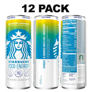 Starbucks Iced Energy Drink, Blueberry Lemonade, Zero Sugar Energy Drink, Plant Based Caffeine, Hydration, Mental Clarity, 12 Fl Oz Cans (Pack of 12)