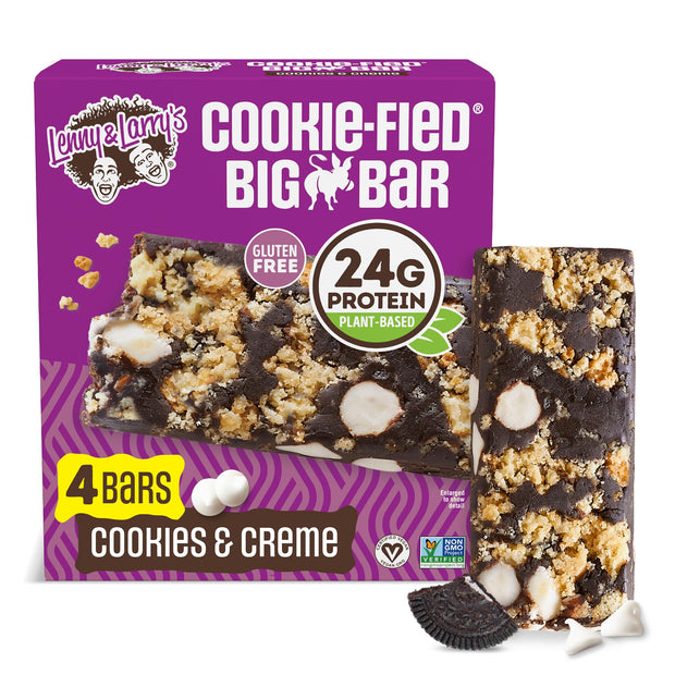 Lenny & Larry's Cookie-fied BIG BAR – Peanut Butter Chocolate Chip Vegan Protein Bars 12x90g – Healthy Snacks, 24g Plant Protein & 10g Prebiotic Fiber – Gluten free Power Bar, Keto Friendly & Vegan