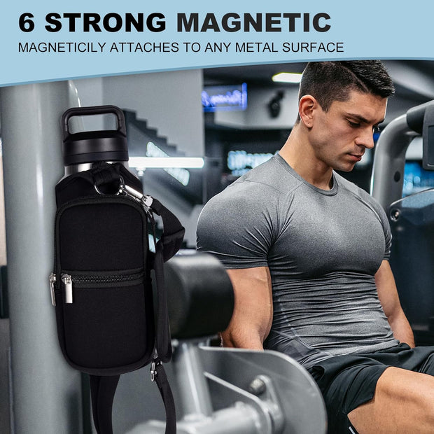 Magnetic Gym Bags for Men & Women with Adjustable Strap,Magnetic Bag Company Water Bottle Holder for Travel, Work,Sports,Water Bottle Sling Bag with Pocket