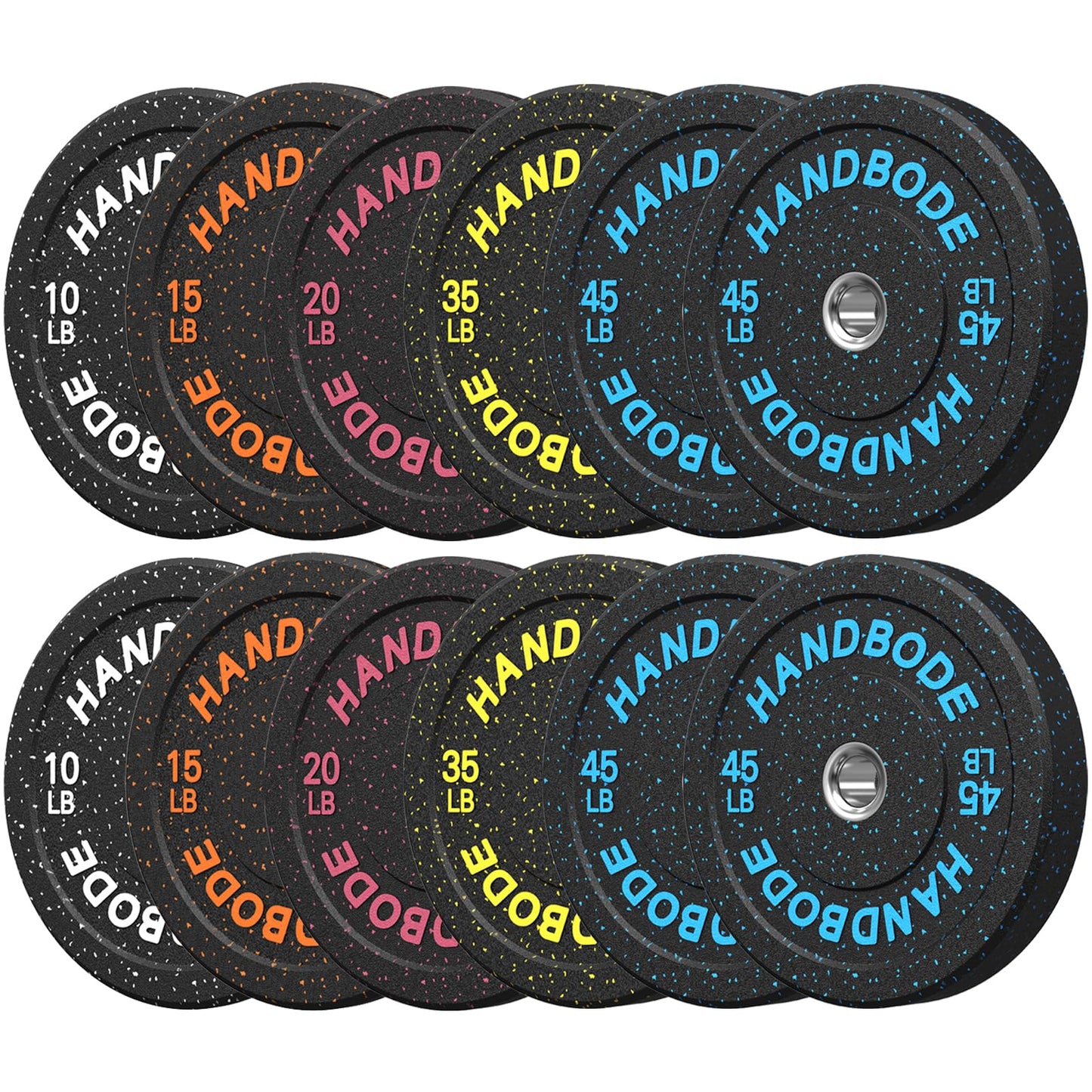 2-Inch Bumper Plates High Bounce, Olympic Weight Plate Set 45/100/160/190/260/300lb, Barbell Weight Plates Set for Home Gym, Colored Weights Rubber Strength Training Plate for Weight Lifting