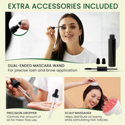 Pure Castor Oil - Cold Pressed 100% Castor Oil for Hair Growth, Skin, Eyebrows, Eye Lashes, Nails & Cuticles - Hexane Free, Natural & Unrefined - Includes Dual Mascara, Dropper & Scalp Massager