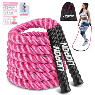 Weighted Jump Rope for Women, 1.25LB Heavy Skipping Rope for Exercise with Training Poster, 9.2FT Weight Fitness Jump Rope for Improve Strength, Building Muscle & Total Body Workout Equipment