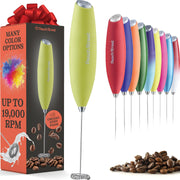 Powerful Handheld Milk Frother, Mini Milk Frother Wand, Battery Operated Stainless Steel Drink Mixer - Frother Stand for Milk Coffee, Lattes, Cappuccino, Frappe, Matcha, Hot Chocolate. Gift