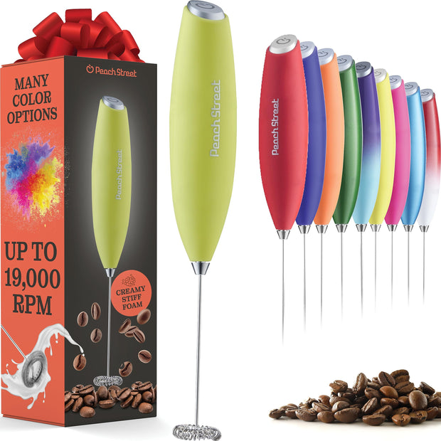 Powerful Handheld Milk Frother, Mini Milk Frother Wand, Battery Operated Stainless Steel Drink Mixer - Frother Stand for Milk Coffee, Lattes, Cappuccino, Frappe, Matcha, Hot Chocolate. Gift