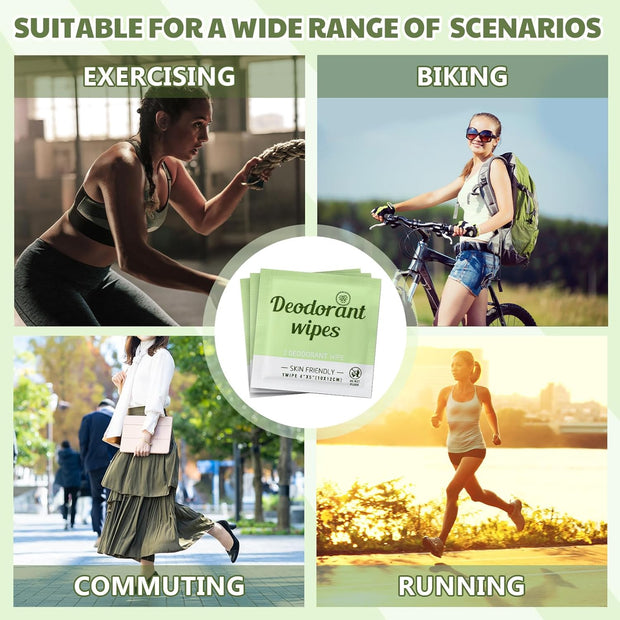 Timgle 100 Pcs Travel Deodorant Wipes Individually Wrapped Armpit Antiperspirant Deodorant Sweat Body Wipes for Women Men Teens Sports Travel Cleanse Skin and Underarm Excessive Sweating(Cucumber)